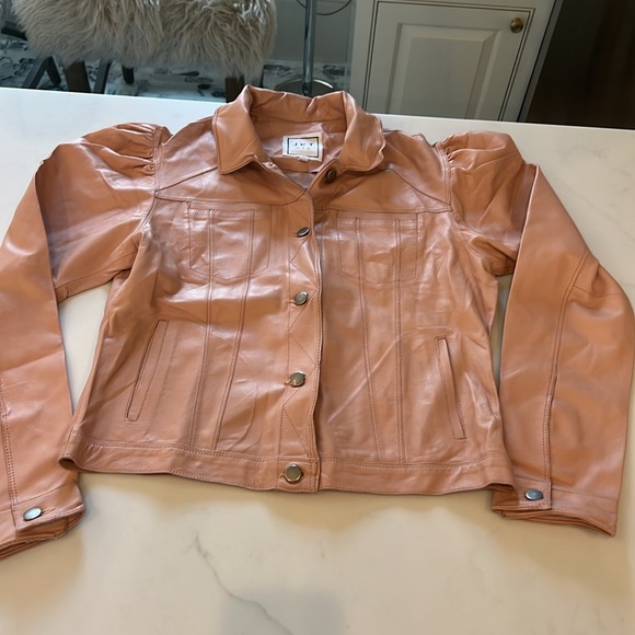 JKT NYC ARIEL BURNISHED LEATHER JACKET PETAL - Picture 3 of 7